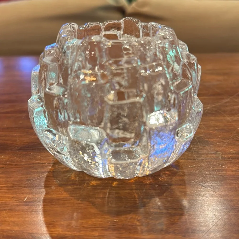 NEW IN BOX Kosta Boda Igloo Crystal Candle Holder Tea Light Sweden Clear NEW NIB